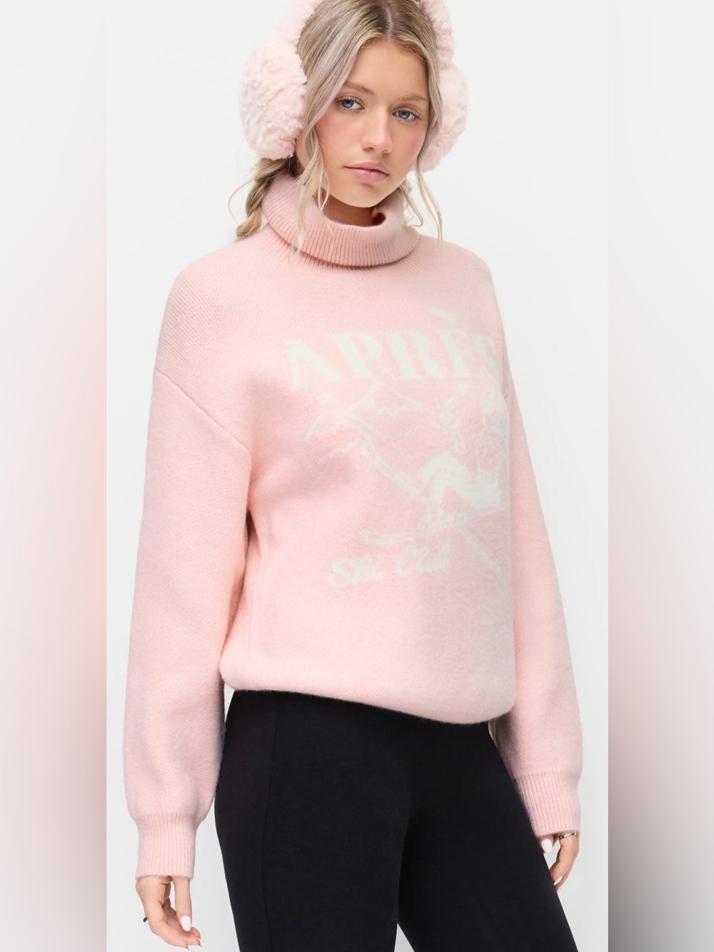 NWT - Cider “Après Ski” Pink Knit Turtleneck Sweater - Oversized.